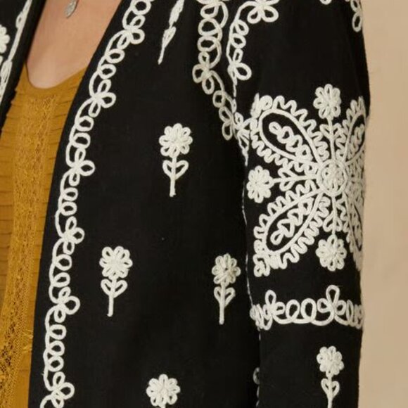 Estee Black Embroidered Wool Coat - Picture 4 of 5